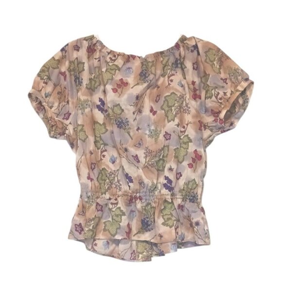 Y2K Laura Ashley Peasant Crop Top 8 Butterflies Berries Ivy Fairy Great Britain - Picture 8 of 13